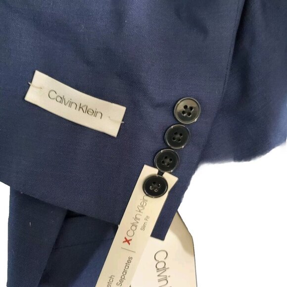 Calvin Klein Wool Suit Jacket Mens 36 Regular Slim Fit Blue Flaw Holes - Picture 11 of 15